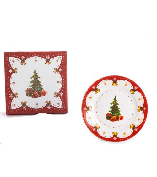 Set of 4 "Christmas" Porcelain Saucers with Gift Box