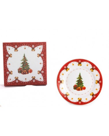 Set of 4 "Christmas" Porcelain Saucers with Gift Box -  - 