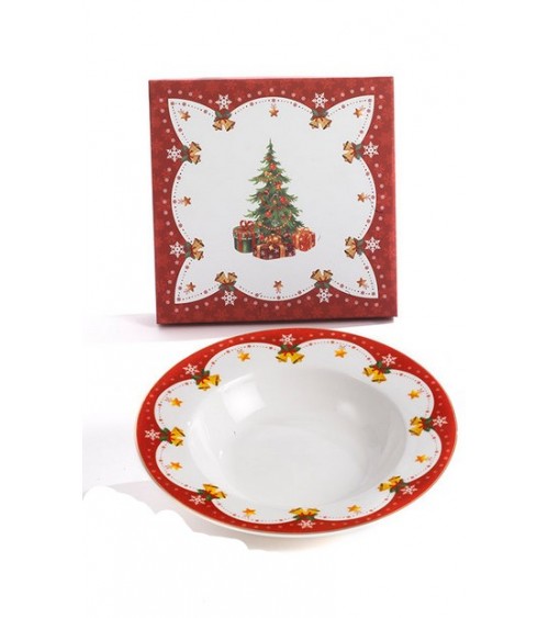 Ensemble de 4 assiettes plates en porcelaine "Noël" avec coffret cadeau - 