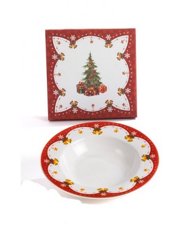 Ensemble de 4 assiettes plates en porcelaine "Noël" avec coffret cadeau - 