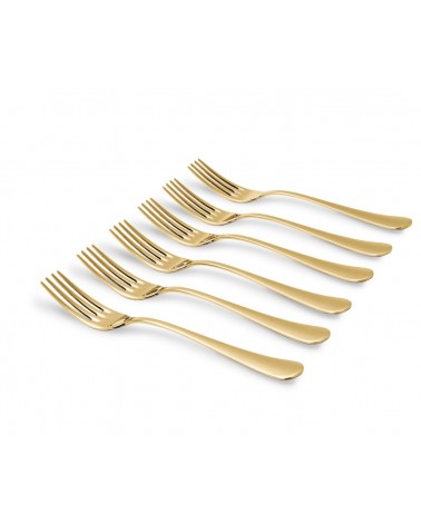 Serena Set 6 Pcs Table Forks - Polished Gold Cutlery -  - 