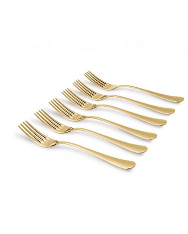 Posate Dorate Rivadossi - Serena Set 6 Pz Forchette Tavola - Posate Oro Lucido