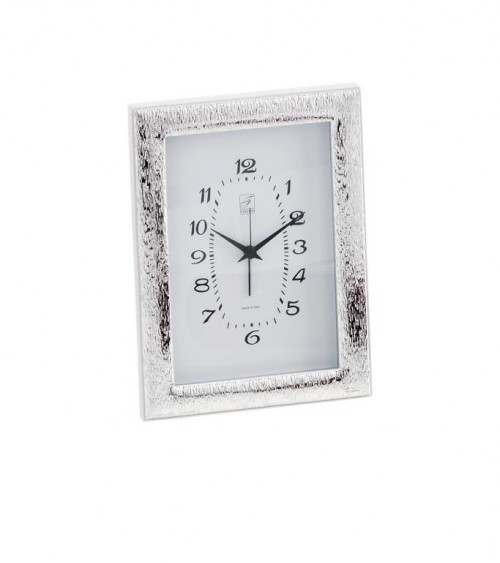 Alarm Clock in Silver with Bark Effect and Cream Back - Fantin Argenti