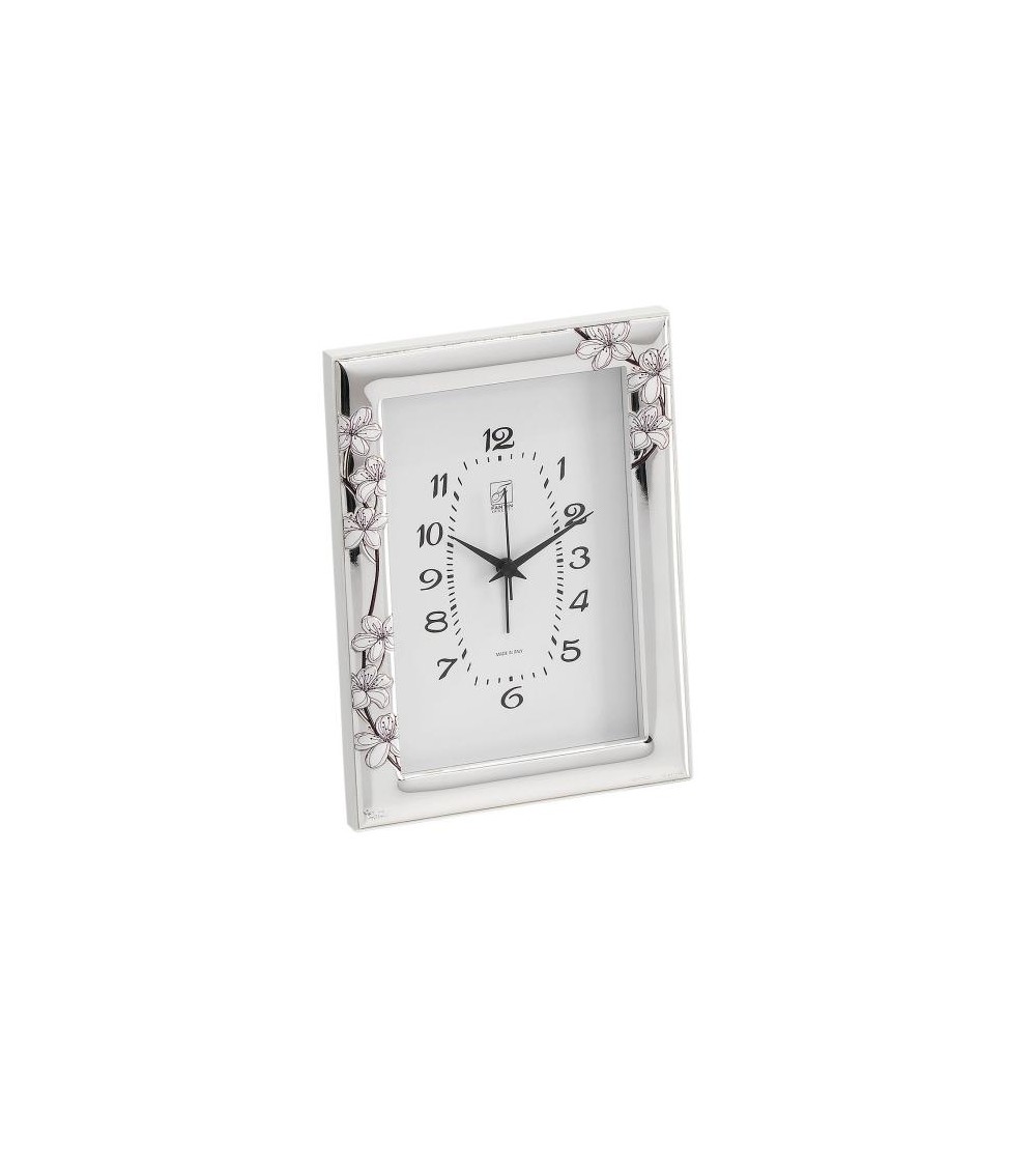 Silver Alarm Clock with Peach Flowers and Cream Back - Fantin Argenti -  - 
