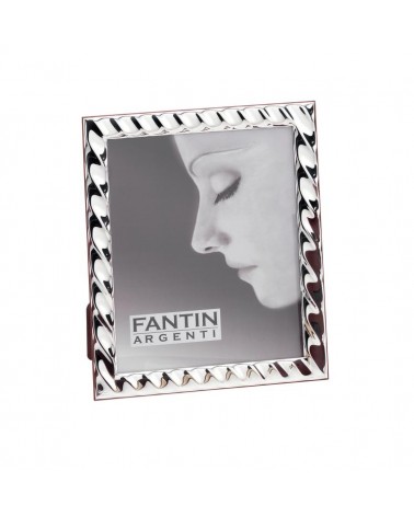 Bomboniera Argenti Fantin - Portafoto in Argento con Fascia Effetto Torciglione cm 15 x 20 - 