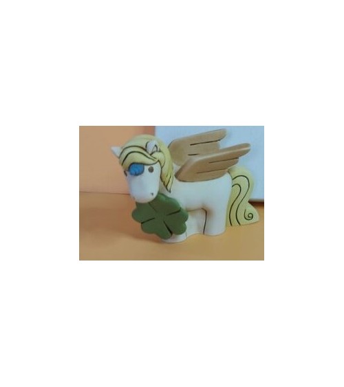 Argenti Fantin - Unicorno in Resina Bicolor con Quadrifoglio - 