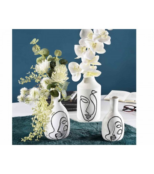 Acquista Set 3 Vasi in Porcellana con Volto di Donna Stilizzato  Online➤Modalyssa