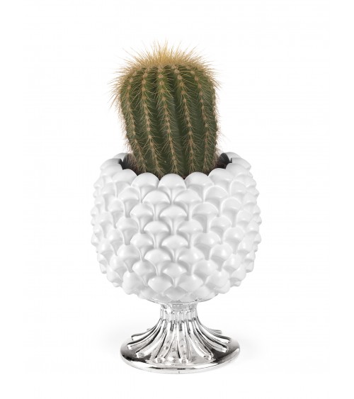 Fantin Argenti Favors - White Pine Cone With Plant and Silver Base -  - 