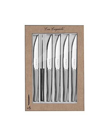 Amefa - Set of 6 Steak Knives in Jet Sandblasted Stainless Steel -  - 