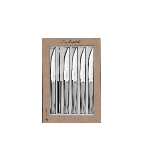 Amefa - Set of 6 Steak Knives in Jet Stainless Steel -  - 