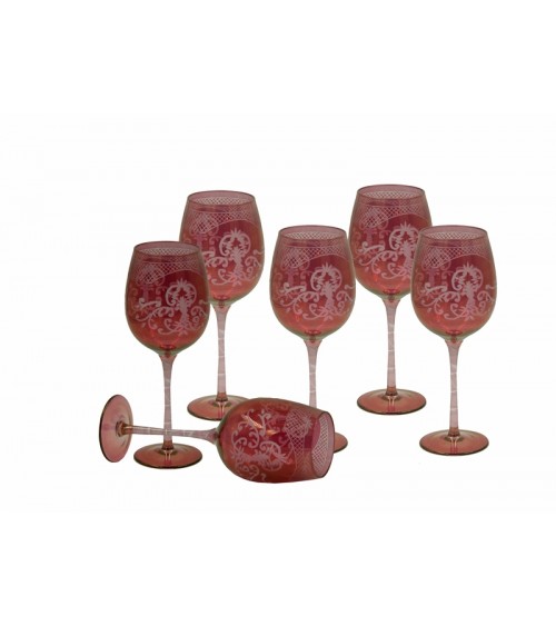 Royal Family - Set of 6 Red Tasting Glasses with Engraving -  - 