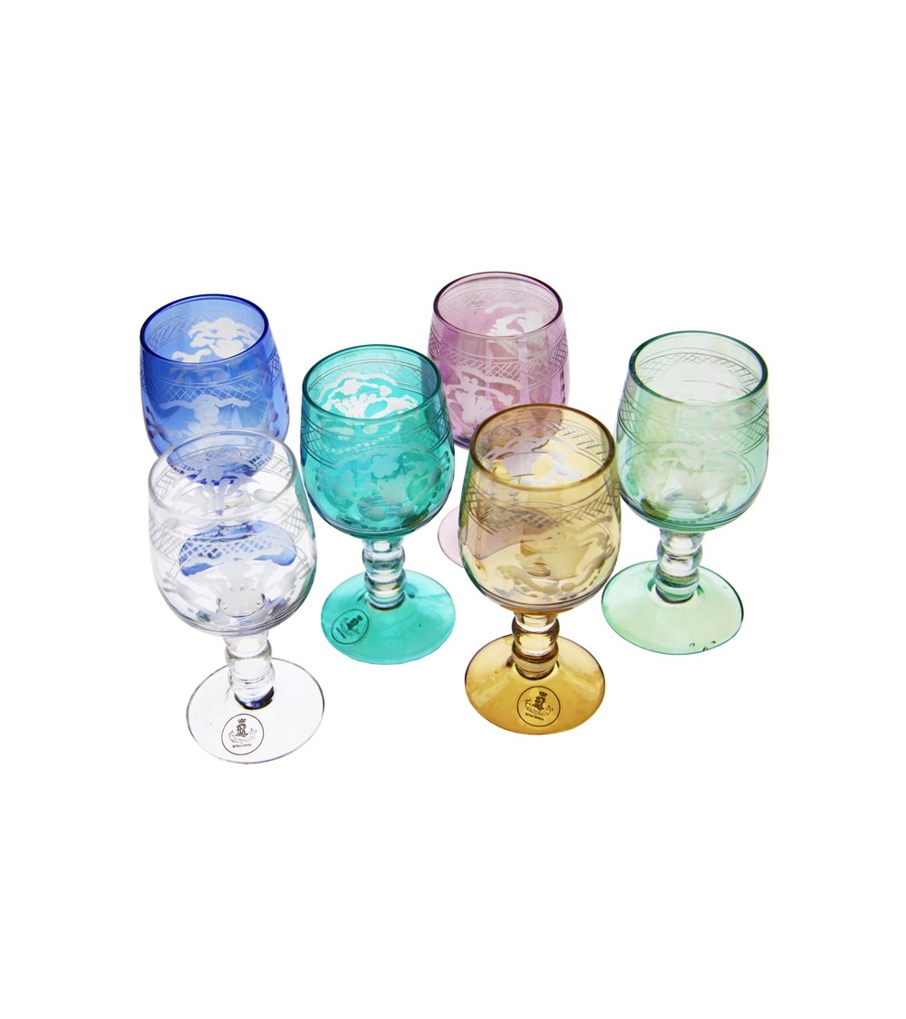 Royal Family - 6 件套带雕刻的利口酒杯 -
