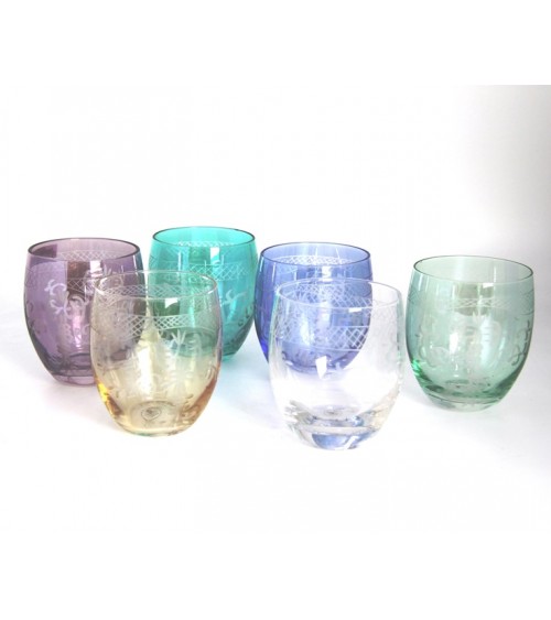 Royal Family - Set aus 6 farbigen Probiergläsern mit Gravur -
