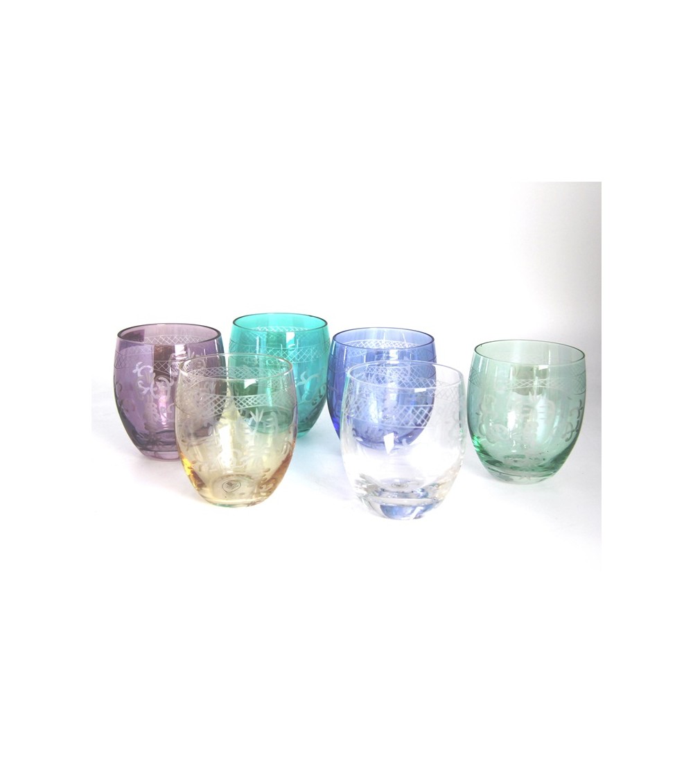 Royal Family - Set mit 6 farbigen Probiergläsern mit Gravur - 