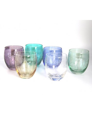 Royal Family - Set of 6 Colored Tasting Glasses with Engraving -