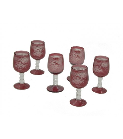 Royal Family - Set of 6 Red Shot Glasses with Decorum -  - 