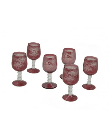 Royal Family - Set of 6 Red Shot Glasses with Decorum -  - 