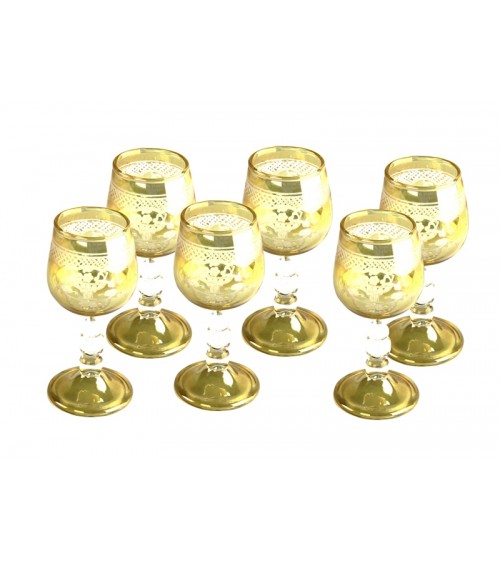 Royal Family - Set of 6 Amber Shot Glasses with Decoration -  - 
