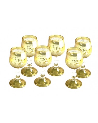 Royal Family - Set mit 6 bernsteinfarbenen Schnapsgläsern mit Dekoration - 