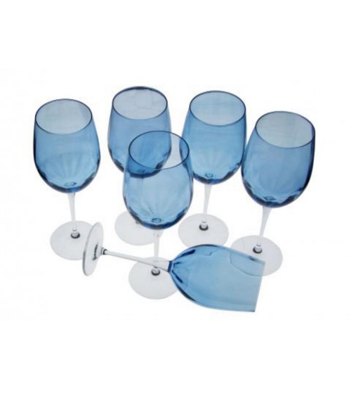 Royal Blue Colored Stemless Wine Glasses, Set of 6
