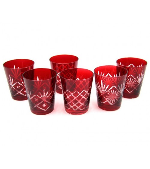 Royal Family - Set mit 6 geschnitzten roten Gläsern - 