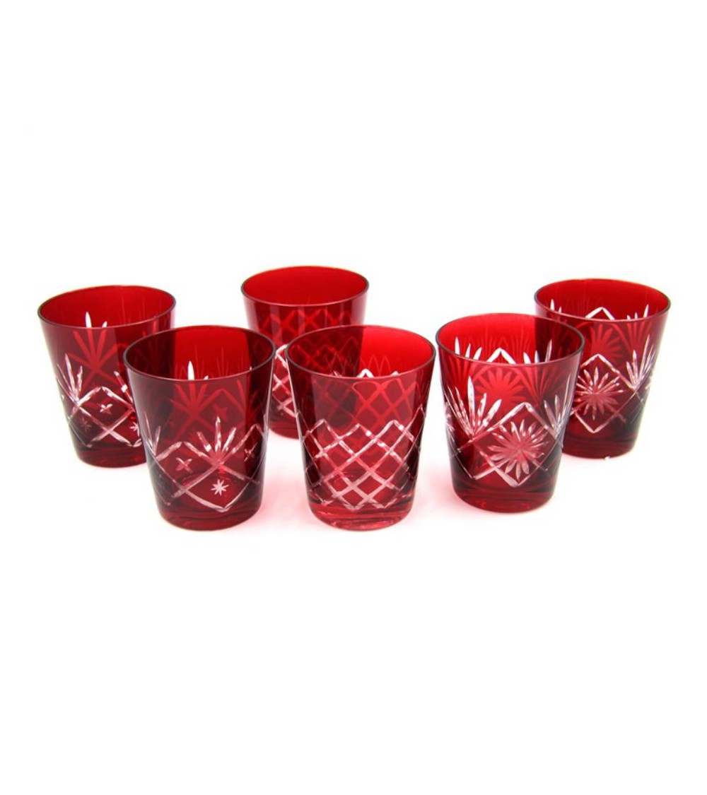 Royal Family - Set of 6 Carved Red Glasses -