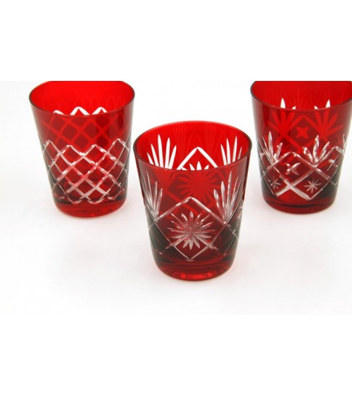 Royal Family - Set mit 6 geschnitzten roten Gläsern - 