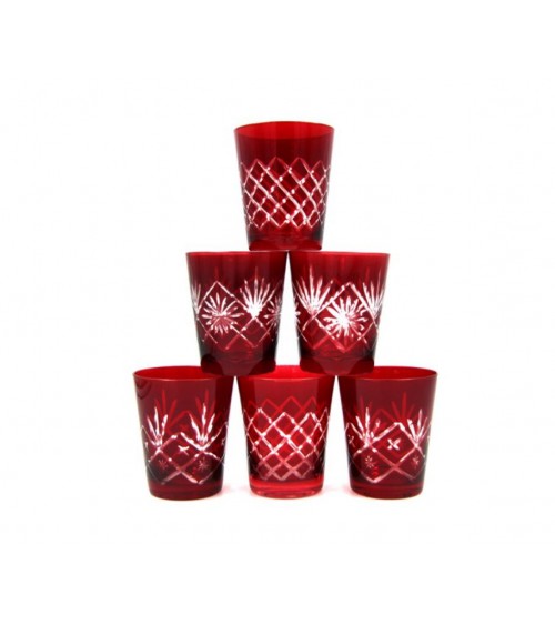 Royal Family - Set of 6 Carved Red Glasses -