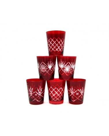 Royal Family - Set of 6 Carved Red Glasses -