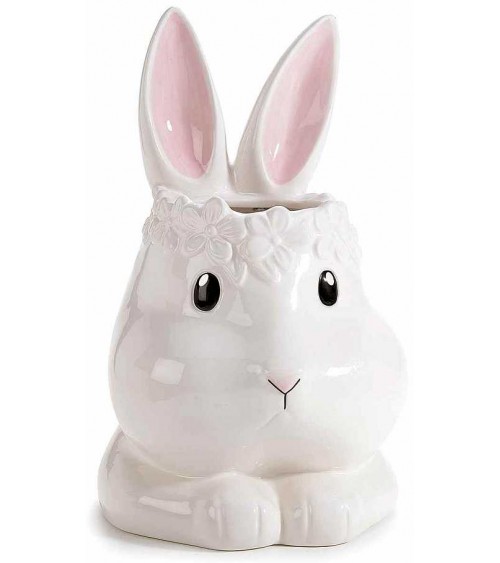 Vaso di Pasqua Coniglietto in Ceramica Lucida Bianco - 