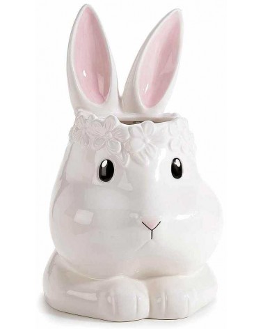 Vaso di Pasqua Coniglietto in Ceramica Lucida Bianco - 