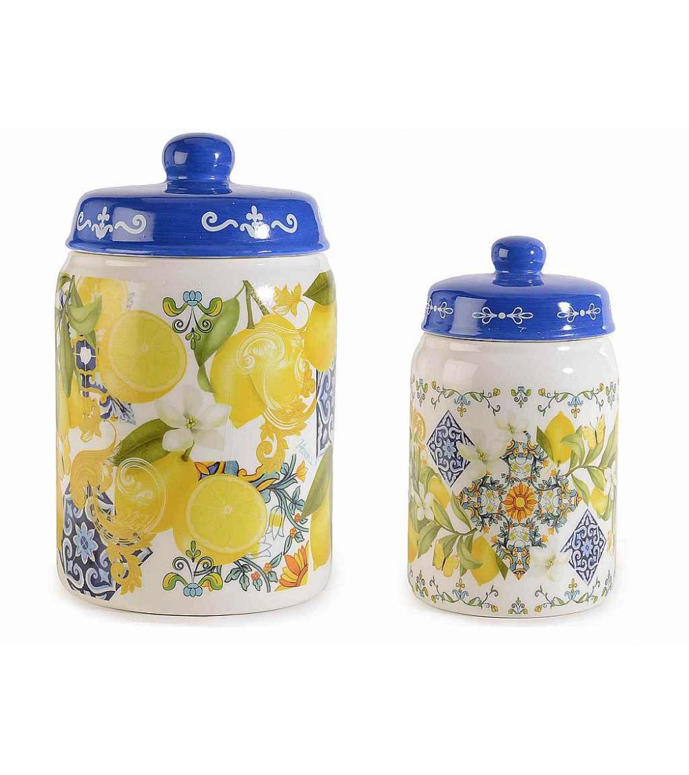 Set of 2 Ceramic Kitchen Jar - Mediterranean Majolica -  - 