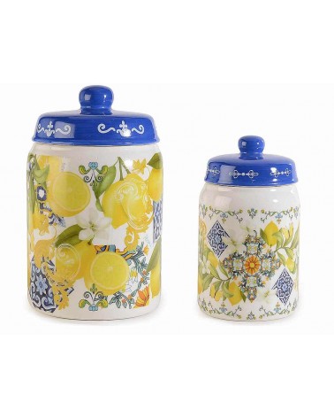Set of 2 Ceramic Kitchen Jar - Mediterranean Majolica -  - 