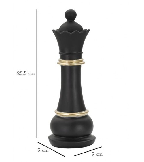 Ornement Pièce d'Echec Noir Et Or Reine H 25,5 cm - 
