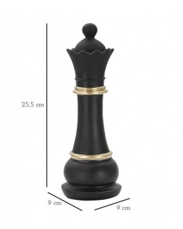 Ornement Pièce d'Echec Noir Et Or Reine H 25,5 cm - 