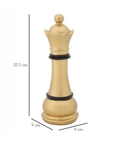 Ornement Pièce D'échecs Reine Reine Or Et Noir H 25,5 cm - 