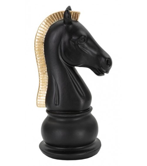 Ornament Chess Piece Horse Black And Gold H 19 cm -  - 8024609363061