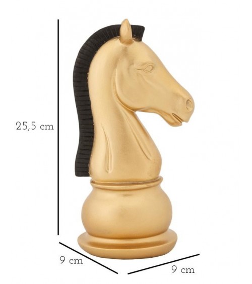 Schacchi Pferd Gold und schwarzes Pferd H CM 19 cm - 