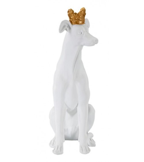 Hundeskulptur mit weißer Krone H cm 33 - 
