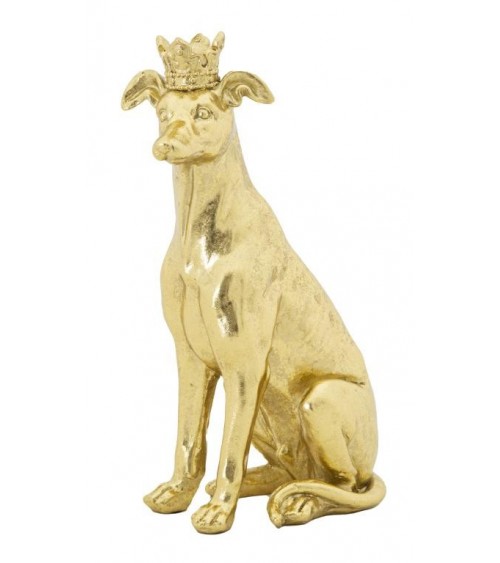 Hundeskulptur mit goldener Krone H CM 33 - 