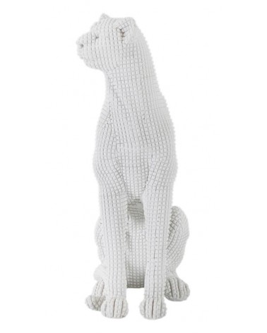 Leopardenskulptur sitzt weiß H 27 cm - 