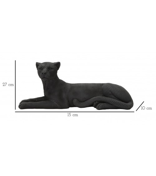 Sculpture Léopard Couché Noir H 15,3 cm - 