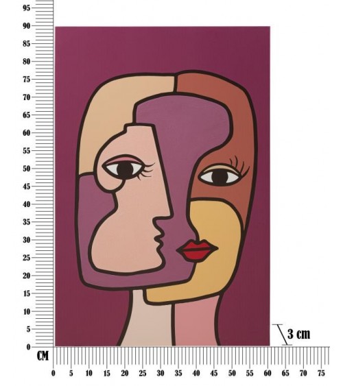 Impression Peinte Faces Nouveau -A- Cm 60X3X90 - 