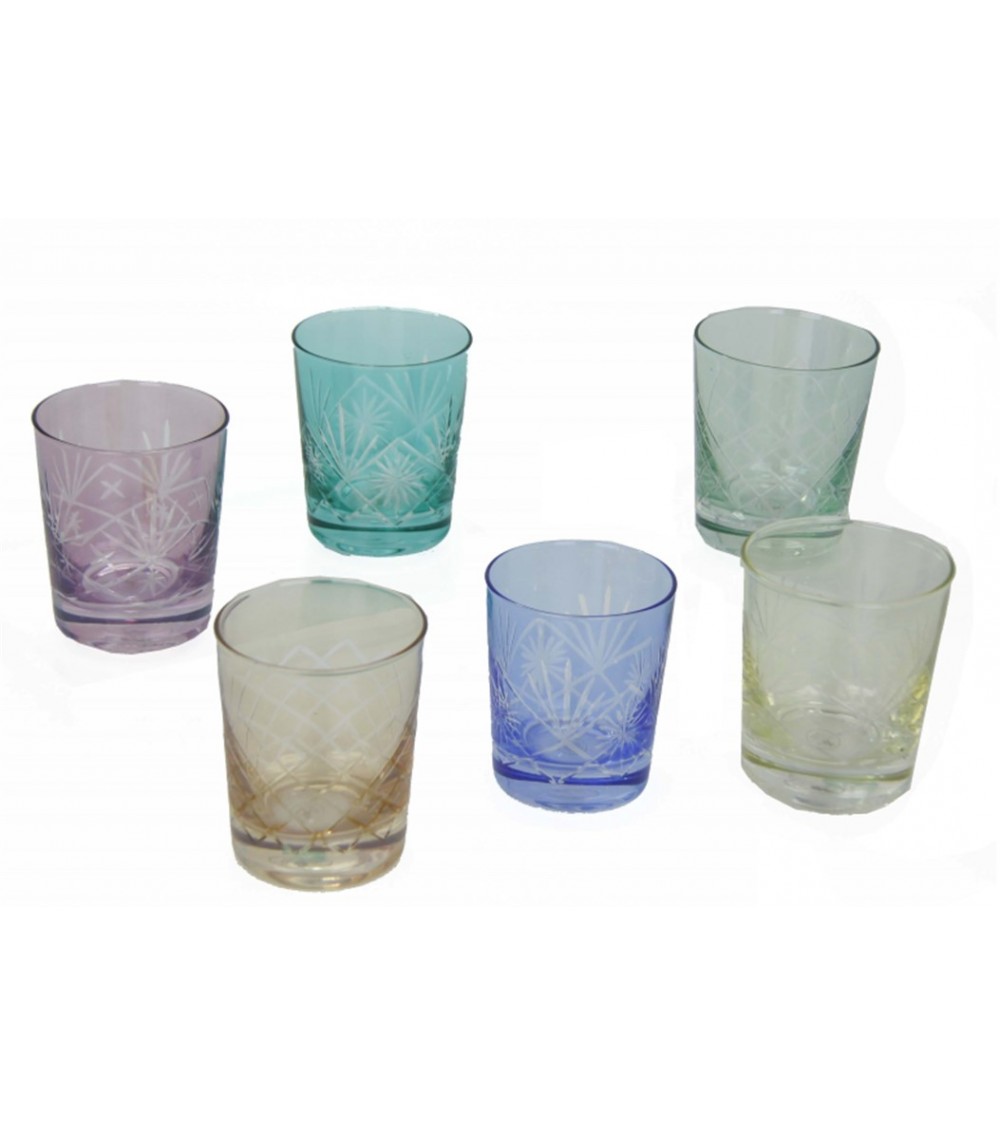Royal Family - Coffret de 6 Verres Colorés à Décors Sculptés - 