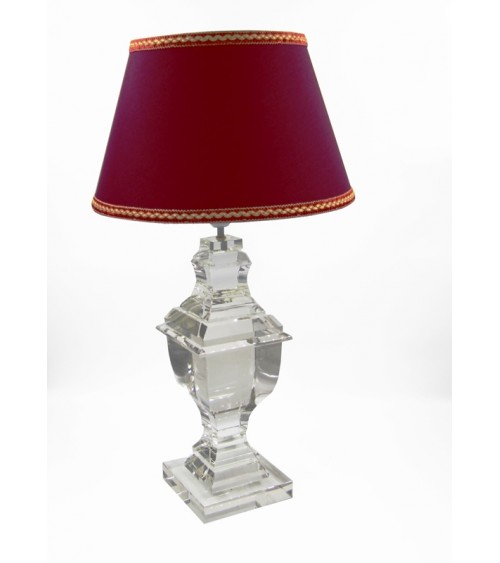 Royal Family – Tischlampe aus Kristall mit rotem Lampenschirm - 