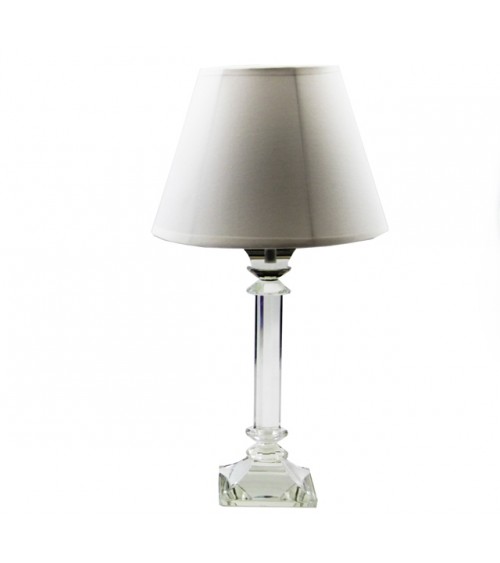 Famille Royale - Lampe de table en cristal avec abat-jour blanc - 