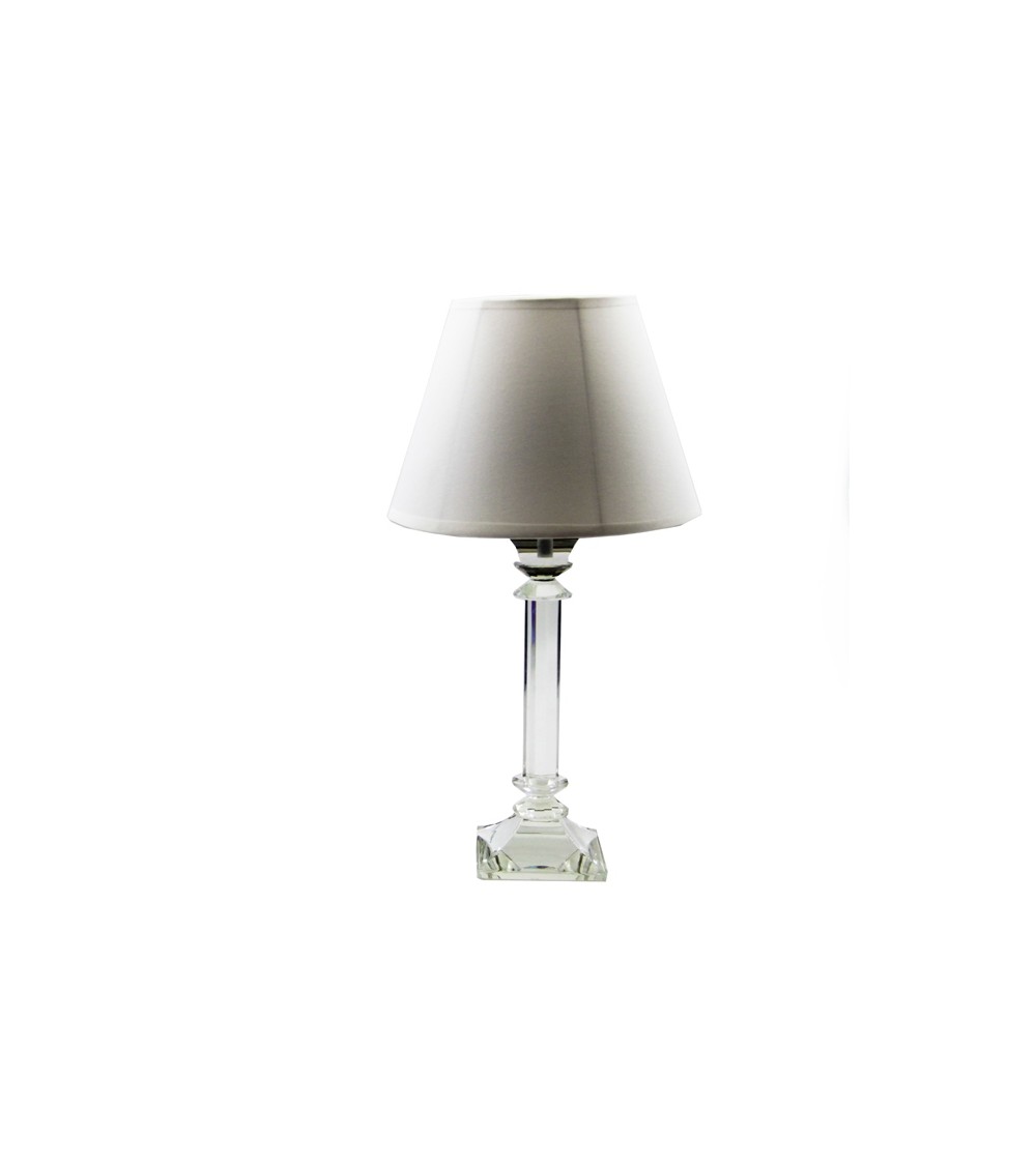 Famille Royale - Lampe de table en cristal avec abat-jour blanc - 