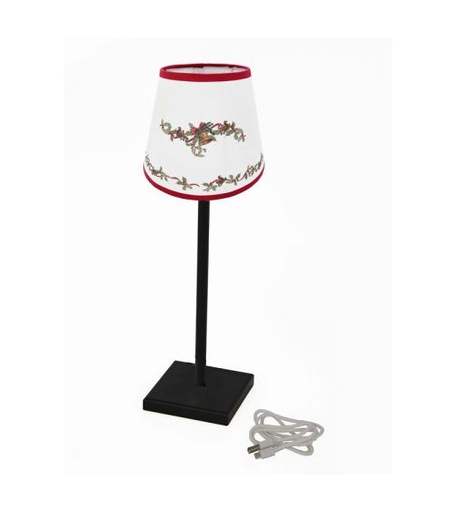 Famille Royale - Lampe rechargeable noire avec abat-jour "Christmas Carol" - 