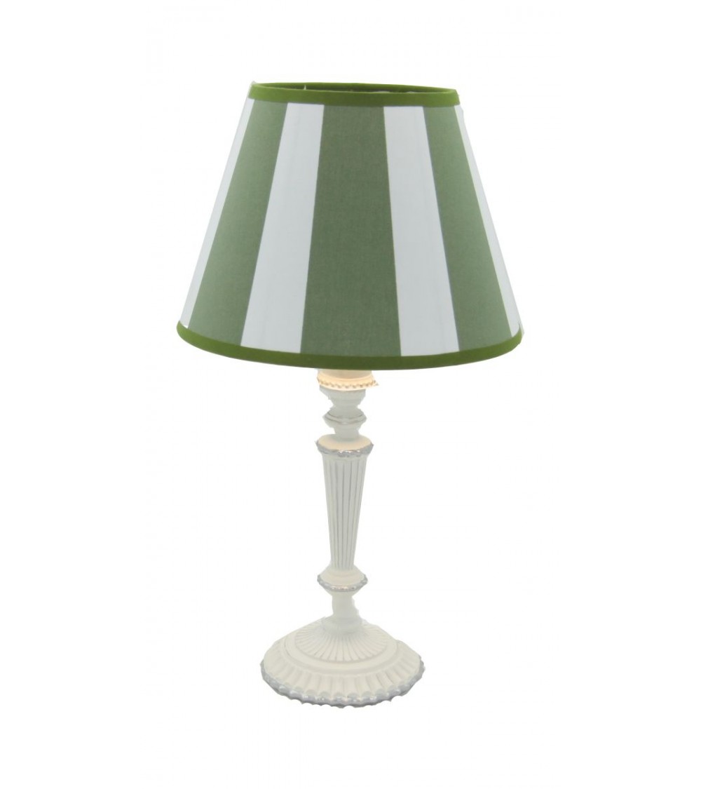 Royal Family - White Rechargeable Lamp with Green Striped Lampshade -  - 