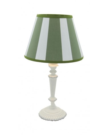 Royal Family – Weiße wiederaufladbare Lampe mit grün gestreiftem Lampenschirm - 